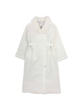 Hermes Volume Color Coat Deerskin Trim Jacket Knit Lining 34 White Off